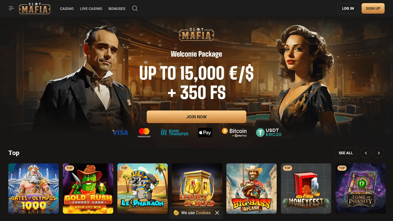 Slot Mafia Casino games lobby on desktop