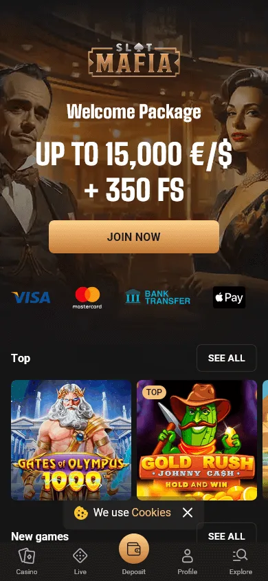 Slot Mafia Casino games on a mobile device